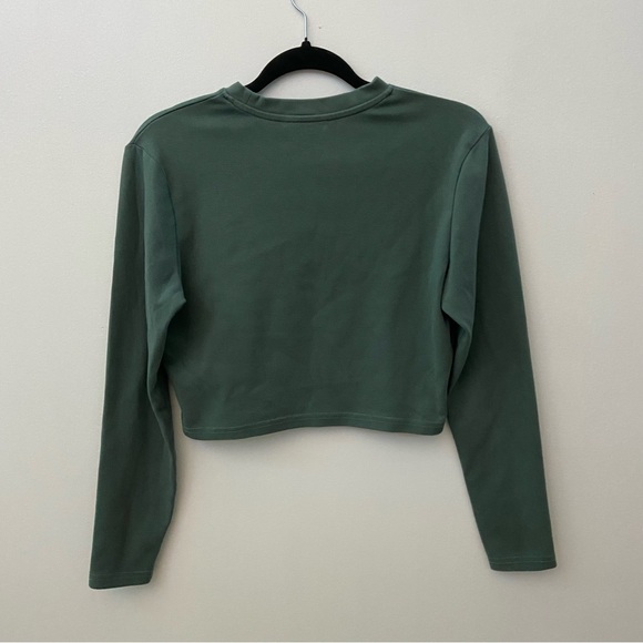 Green Cotton Cropped Long Sleeve Top - Picture 4 of 6